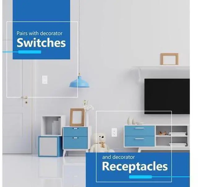 Alt view image 4 of 7 - Matte Finish Decorator Switch Cover Screwless Wall Plate Mid-Size 1-Gang 4.88 x 3.11 Unbreakable Polycarbonate Thermoplastic UL Listed LSWP-31M-W10P White 10 Pack