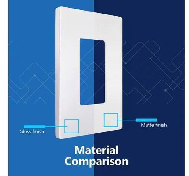 Alt view image 3 of 7 - Matte Finish Decorator Switch Cover Screwless Wall Plate Mid-Size 1-Gang 4.88 x 3.11 Unbreakable Polycarbonate Thermoplastic UL Listed LSWP-31M-W10P White 10 Pack