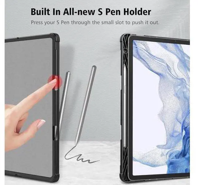 Alt view image 3 of 7 - Fintie Case for Galaxy Tab S8/Tab S7 11 Inch (Model SM-X700/X706/T870/T875/T878) with Built-in S Pen Holder Multiple Angle Portfolio Business Cover with Pocket Auto Sleep/Wake Navy