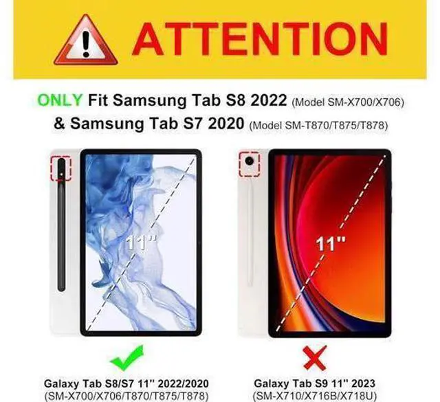 Alt view image 2 of 7 - Fintie Case for Galaxy Tab S8/Tab S7 11 Inch (Model SM-X700/X706/T870/T875/T878) with Built-in S Pen Holder Multiple Angle Portfolio Business Cover with Pocket Auto Sleep/Wake Navy