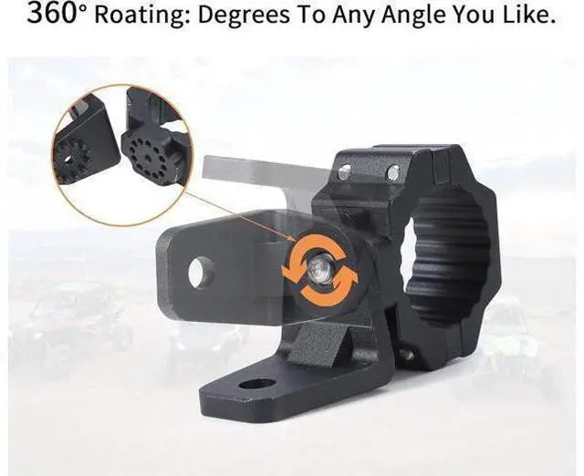 Alt view image 5 of 7 - UTV Whip Light Mount & Light Bar Bracket - Heavy Duty 1.75- 2 Roll Cage Clamp with 360° Rotation Aluminum Flag/Off-Road Light Mount for Polaris RZR Can Am Jeep