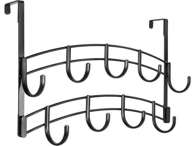 Alt view image 2 of 7 - Professional? Home? Over the Door Hooks - 9 Hook Over the Door Coat Rack - Over the Door Hanger - Hanging Towels or Clothes - Bathroom Bedroom Laundry Room - Lifetime Ltd. Warranty Black