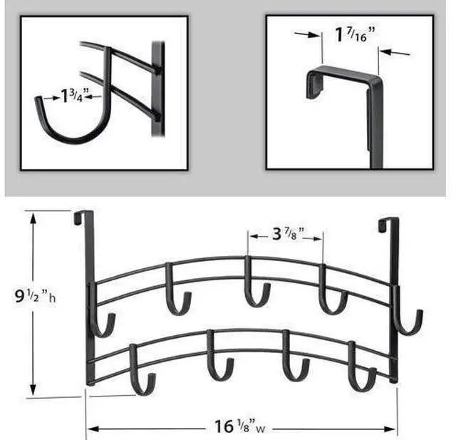 Alt view image 7 of 7 - Professional? Home? Over the Door Hooks - 9 Hook Over the Door Coat Rack - Over the Door Hanger - Hanging Towels or Clothes - Bathroom Bedroom Laundry Room - Lifetime Ltd. Warranty Black