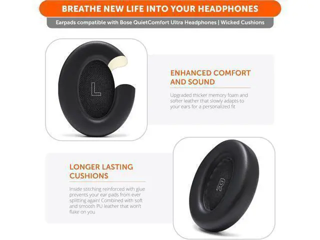 Alt view image 4 of 7 - PadZ QC Ultra Upgraded Replacement Earpads Compatible with QuietComfort Ultra Gen 1 & Gen 2 by Wicked Cushions | Enhanced Comfort Thickness & Durability | Black