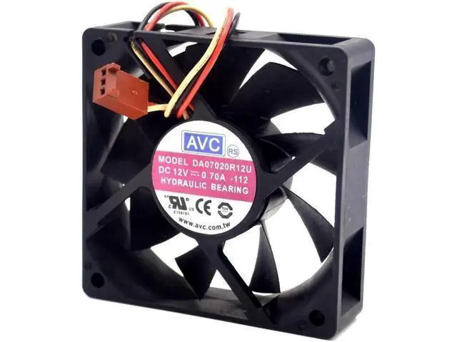 Alt view image 2 of 5 - 2pcs DA07020R12U 7020 7cm 70x70x20mm Server Square Fan DC 12V 0.7A cooling fan