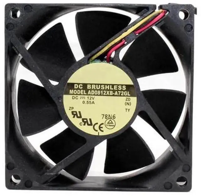 Main image of AD0812XB-A72GL 46dba 67cfm 80x80x25mm 8cm DC12V 0.55A 4500rpm 3-Wire high Airflow high Speed Cooling Fan