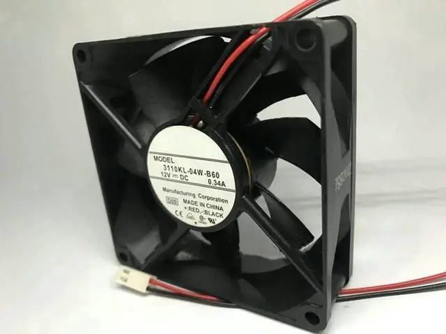 Alt view image 3 of 3 - DC12V 0.34A 3110KL-04W-B60 8025 8cm 2-Wire Large air Volume Chassis Cooling Fan