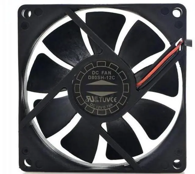 Main image of for D80SH-12C 12V 0.19A 80X80X20MM 2-Wire Cooling Fan
