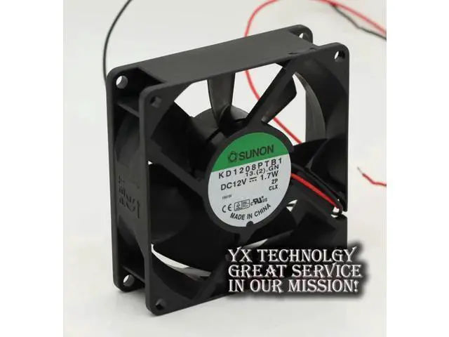 Alt view image 2 of 6 - KD1208PTB1 8025 12V 1.7W 2 wire 8CM double ball fan cooling fan SUNON