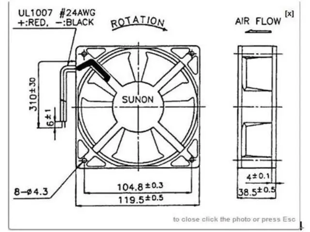 Alt view image 2 of 2 - KD2412PMBX-6A 24V 6.7W 12CM 12038 converter cooling fan Cooling fan