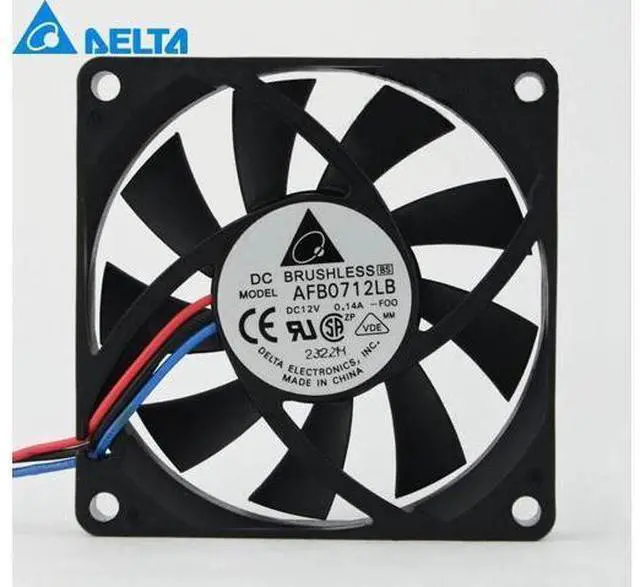 Main image of 2pcs AFB0712LB DC12V 0.14A 70x70x15mm 3-wire Server Cooling Fan Square Fan