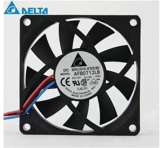 Main image of 2pcs AFB0712LB DC12V 0.14A 70x70x15mm 3-wire Server Cooling Fan Square Fan