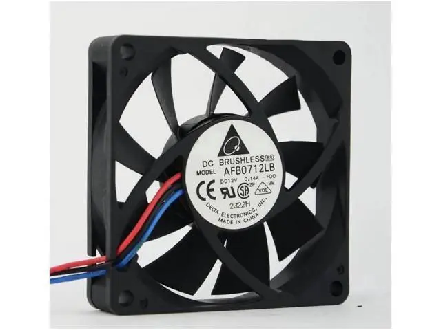 Alt view image 2 of 2 - 2pcs AFB0712LB DC12V 0.14A 70x70x15mm 3-wire Server Cooling Fan Square Fan