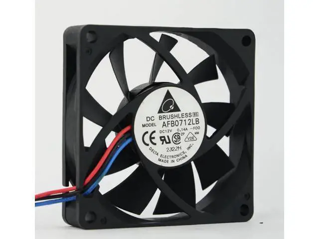 Alt view image 2 of 2 - 2pcs AFB0712LB DC12V 0.14A 70x70x15mm 3-wire Server Cooling Fan Square Fan
