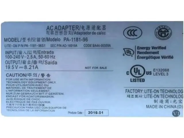 Alt view image 2 of 2 - PA-1181-96 19.5V 8.21A 160W PA-1181-96S1 AD-16019A AC Adapter For SAMSUNG BA44-00359A Laptop Power Supply Charger