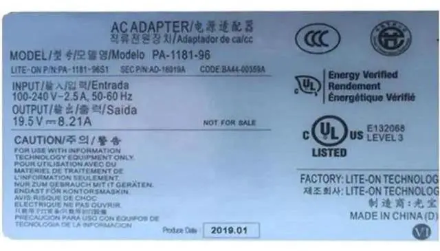 Alt view image 2 of 2 - PA-1181-96 19.5V 8.21A 160W PA-1181-96S1 AD-16019A AC Adapter For SAMSUNG BA44-00359A Laptop Power Supply Charger