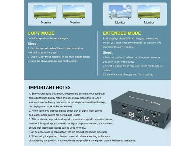 Alt view image 5 of 6 - HDMI KVM Switch 2x2 Support Up To 4K@30Hz Video Two Group Splitter 4 USB2.0 Switch Keyboard Mouse Printer For PC Laptop