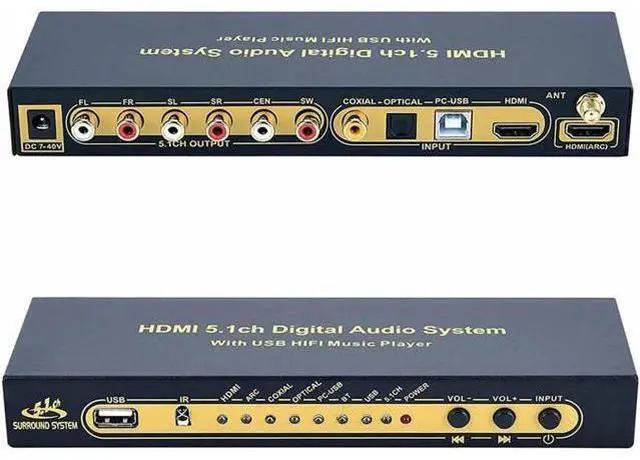 Main image of HD-MI 5.1CH Decoder Separator Extractor Compatible with DTS AC3, HDMI 2.0b 4K 60Hz HDCP 2.3 HDR 3D, Digital Analog Audio Video Surround Sound System 192Khz/24Bit for Movies Games Music