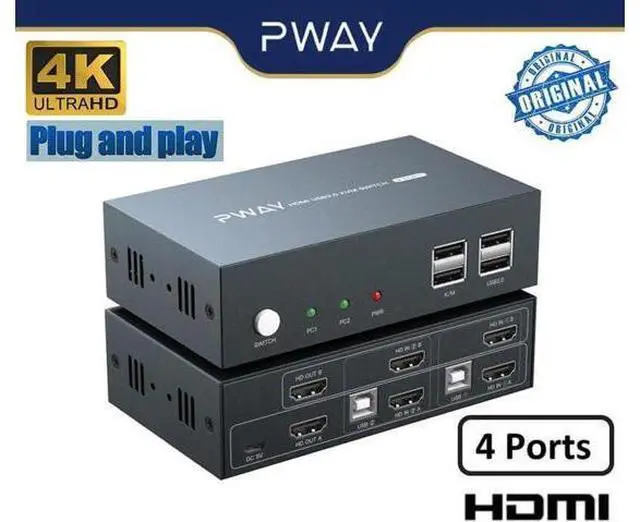 Main image of HDMI KVM Switch 2x2 Support Up To 4K@30Hz Video Two Group Splitter 4 USB2.0 Switch Keyboard Mouse Printer For PC Laptop