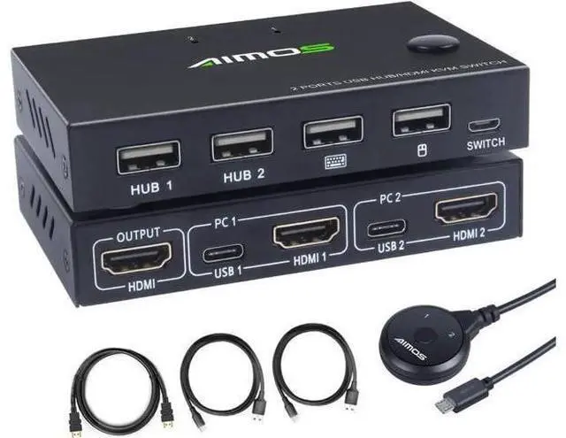 Main image of KVM Switch, 2 In 1 Out Switch Share Monitor Mouse Keyboard HDMI Switcher 4K to 30Hz for Laptop, PC, PS4, Xbox,