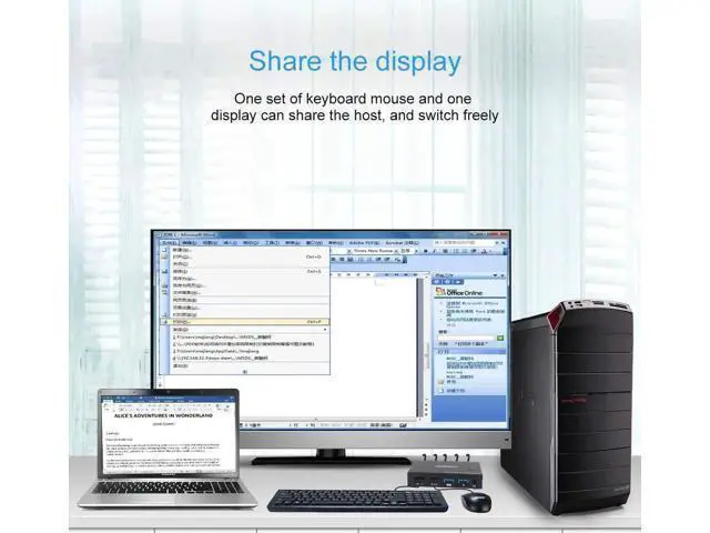 Alt view image 4 of 6 - KVM Switch, 2 In 1 Out Switch Share Monitor Mouse Keyboard HDMI Switcher 4K to 30Hz for Laptop, PC, PS4, Xbox,