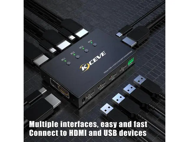 Alt view image 4 of 5 - KC-401CR 4input-1output HDMI kvm USB2.0 2hosts, 1monitor, 1set of keyboard and mouse USB3.0 60hz 4k RS232