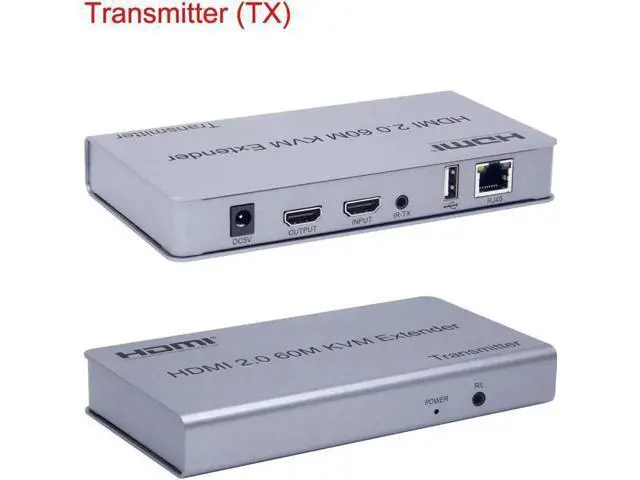 Alt view image 4 of 6 - 4K 60HZ HDMI 2.0 KVM Extender Via RJ45 Ethernet CAT6 Cable to 60M HDMI USB Extender Video Audio Transmit Support Keyboard Mouse