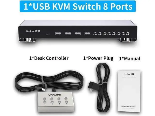 Alt view image 2 of 5 - USB KVM Switch USB-B Video Switcher 8 Computer/Laptop/Table/Workstation Share 4 USB for Mouse Keyboard Printer Udisk