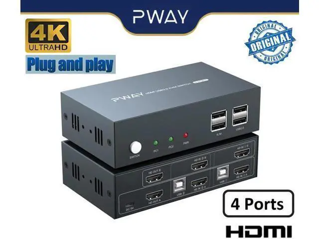 Alt view image 4 of 6 - KVM Switch 2x2 Support Up To 4K@30Hz Video Two Group Splitter 4 USB2.0 Switch Keyboard Mouse Printer For PC Laptop ps5