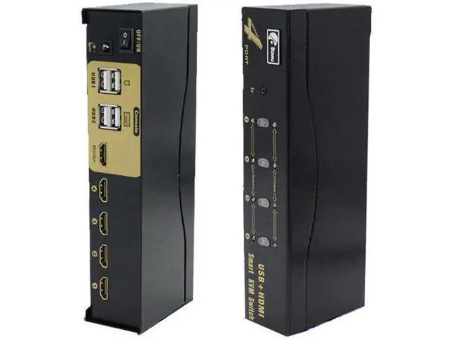 Alt view image 6 of 6 - 4Ports USB KVM Smart Switch HDMI-compatible USB Converter Four In One Out Computer Share Projector Keyboard Mouse Monitor device