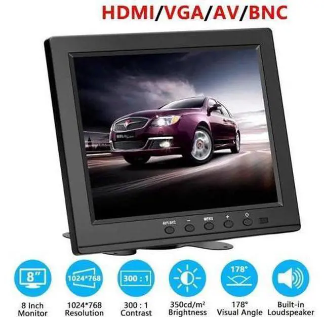 Main image of 8 Inch HDMI Monitor 1024x768 Resolution Small Display Portable 4:3 TFT LCD Mini HD Screen Support HDMI VGA BNC AV Input