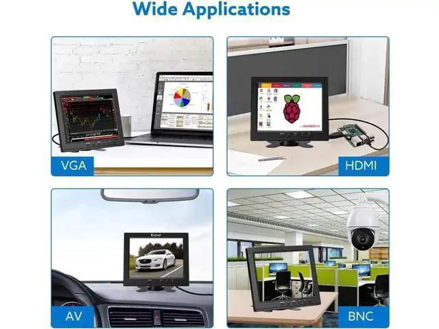 Alt view image 5 of 6 - 8 Inch HDMI Monitor 1024x768 Resolution Small Display Portable 4:3 TFT LCD Mini HD Screen Support HDMI VGA BNC AV Input
