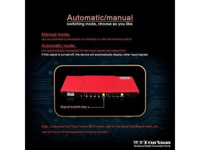 Alt view image 2 of 6 - switcher 4 in 1 out 4K 60HZ dolby with 3.5mm SPDIF Audio Extractor for Nintend PS3 PS4 XBOX HDMI 2.0 Switch automatic 4X1