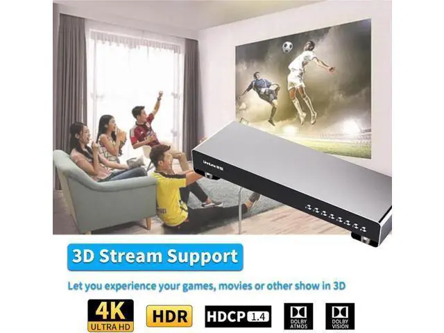 Alt view image 5 of 6 - 4K HDMI Switch 8 In 1 Out Video Switcher 8 Ports for Host Laptop PS3/4/5 Xbox Sharing Monitor TV Projector