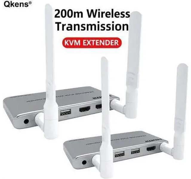 Main image of 200M Wireless Wifi HDMI KVM Extender 1080P Screen Share Audio Video Transmitter Receiver Support TV Loop IR / USB Keyboard Mouse