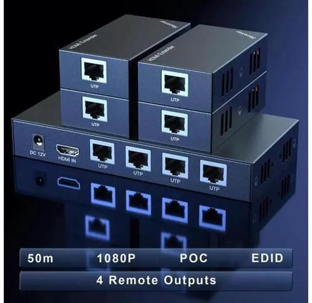 Main image of HDMI-compatible/USB KVM Switch Splitter 1X4 HDMI Extender 60m 1 to 4 over cat5e cat6 RJ45 output Full HD1080p Paystation 4