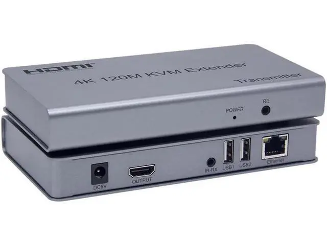 Alt view image 5 of 6 - 4K 120M HDMI KVM Extender over Cat5e/6 cable HDMI USB Ethernet Extender Transmit with Loop out IR Control Support Mouse Keyboard