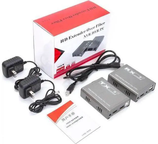 Alt view image 4 of 6 - 20Km HDMI KVM Extender over Optic Fiber HDMI USB KVM Extender Transmitter Receiver Audio Video Converter Fit USB Keyboard Mouse