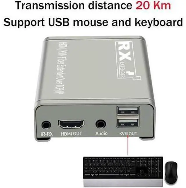 Alt view image 6 of 6 - 20Km HDMI KVM Extender over Optic Fiber HDMI USB KVM Extender Transmitter Receiver Audio Video Converter Fit USB Keyboard Mouse