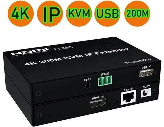Main image of 4K HDMI KVM Extender HDMI KVM Splitter Over Cat5e/6 Cable up to 200M Receiver Sender for window Mac 4K 30Hz KVM