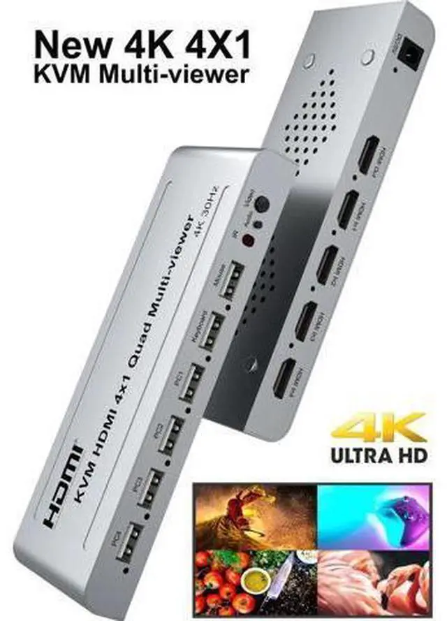Main image of 4K USB KVM 4x1 HDMI Quad Multi-viewer 4x1 Multiviewer 4 In 1 Out Seamless Switcher HDMI Multi Viewer PC TV 2 3 4 Screen Divider