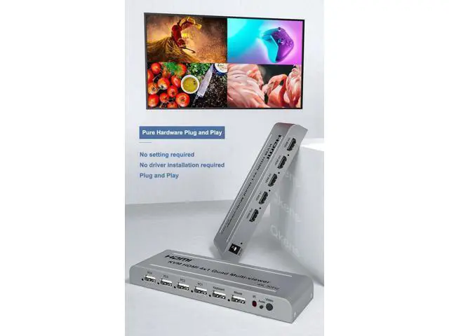 Alt view image 2 of 6 - 4K USB KVM 4x1 HDMI Quad Multi-viewer 4x1 Multiviewer 4 In 1 Out Seamless Switcher HDMI Multi Viewer PC TV 2 3 4 Screen Divider