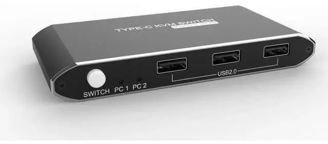 Alt view image 2 of 6 - C KVM Switch 4K 60hz 2 Port Usb 2.0 2x1 to hdmi Kvm Converter Mouse Keyboard Switcher For Computer with type C cables