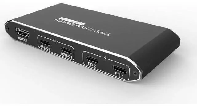 Alt view image 4 of 6 - C KVM Switch 4K 60hz 2 Port Usb 2.0 2x1 to hdmi Kvm Converter Mouse Keyboard Switcher For Computer with type C cables