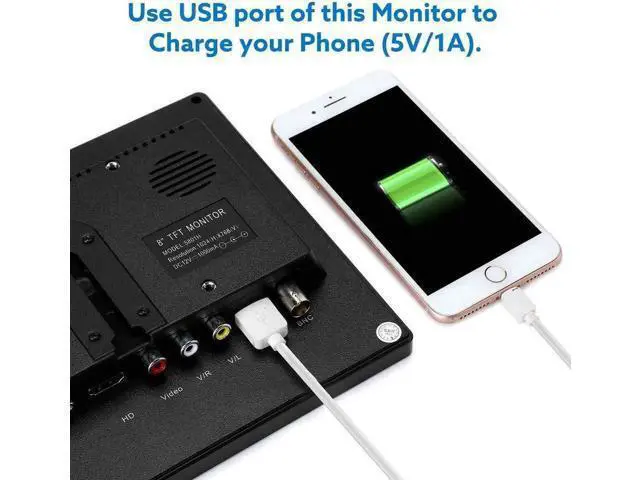 Alt view image 2 of 6 - 8 Inch HDMI Monitor 1024x768 Resolution Small Display Portable 4:3 TFT LCD Mini HD Screen Support HDMI VGA BNC AV Input