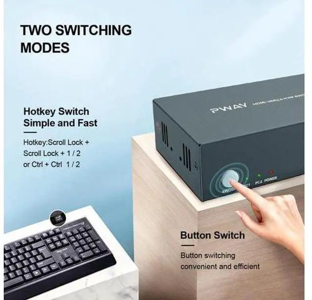 Alt view image 3 of 6 - KVM Switch HDMI 2 In 2 Out Support Resolution 4K@30Hz Four USB2.0 Keyboard And Mouse Printer Switch For PC Laptop S7201H2
