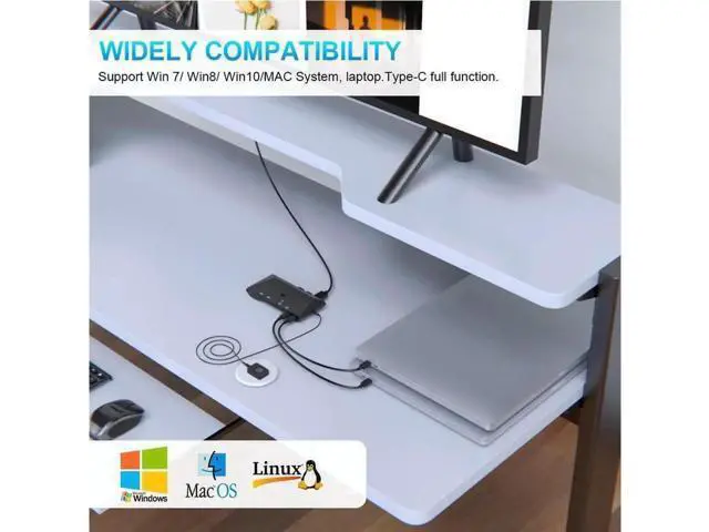 Alt view image 5 of 6 - 2-Port USB Type-C KVM Switch, 4K 60Hz HDMI KVM Switch 2 in 1 Out Dual USB C KVM Switch 2 Computers with HDMI, 60W PD, 3X USB 2.0, Remote Control, 3.5mm Audio/Mic for M-a-c-Book, i-Pad Pro, USB-C PC