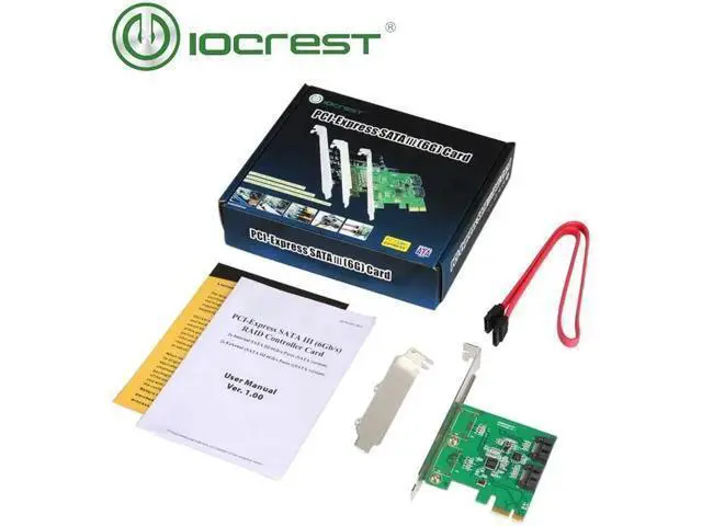 Alt view image 2 of 4 - 2 Port SATA III PCI-e 2.0 x1 RAID Card with low profile bracket