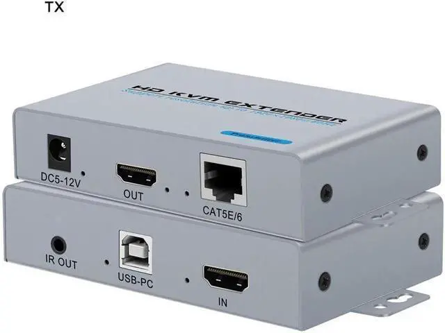Alt view image 3 of 6 - KVM USB Extender 1080P Over Cat5e/6 Ethernet Cable 100m (330ft) for Mouse and Keyboard Control Remote Signals