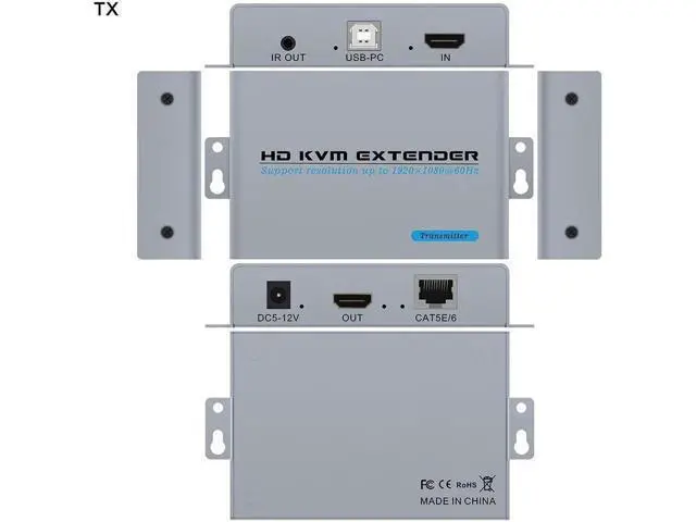 Alt view image 2 of 6 - KVM USB Extender 1080P Over Cat5e/6 Ethernet Cable 100m (330ft) for Mouse and Keyboard Control Remote Signals